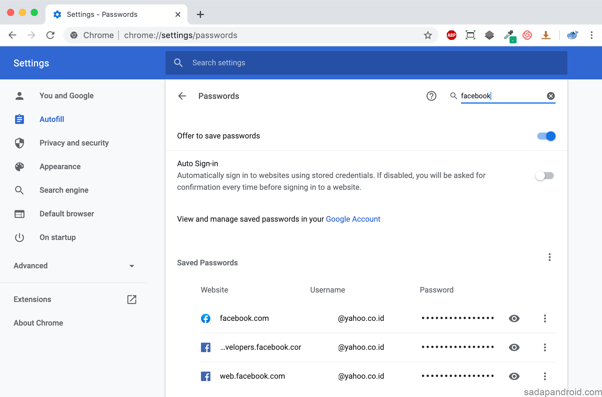 cara melihat password fb di google chrome